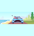 couple trip person car travel honeymoon on beach vector image