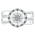 marine compass drawing vintage nautical travel vector image vector image