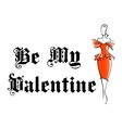 retro woman with my valentine design vector image