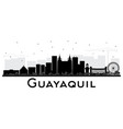 guayaquil ecuador city skyline with black vector image