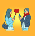 love valentine heart red a couple of a man vector image vector image
