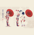 anime girl in kimono with umbrella characters vector image