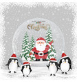 merry christmas gift snow globe with santa claus vector image vector image