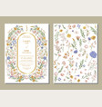 garden flowers wedding invitation card design vector image