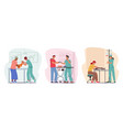 set vet clinic doctors working and caring of pets vector image