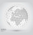 three-dimensional dotted world map with wireframe vector image vector image