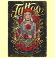hot tattoo woman poster colorful vector image