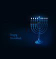 happy hanukkah greeting card with glowing low poly vector image