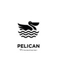 swimming black pelican logo icon isolated vector image vector image