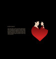 loving couple on background a huge heart vector image vector image