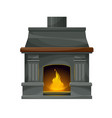 modern interior fireplace with burning fire vector image vector image