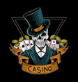royal casino gambler skull editable layers vector image
