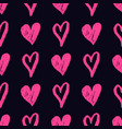 seamless pattern with hand drawn hearts vector image vector image