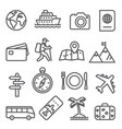 travel and tourism line icon set on white vector image vector image