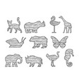 wooden animals silhouette set sketch vector image