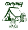 fire emblem rest in the forest camping hand vector image vector image