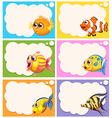 label design with cute fish vector image