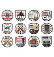music festival instruments shop and school icons vector image vector image