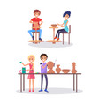 joyful art school students in class vector image vector image
