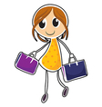 a girl with two bags vector image