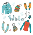 cute hand drawn collection of winter clothing vector image