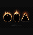 three fire frames on a dark background special vector image vector image
