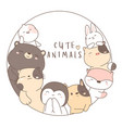 cute baby animal cartoon hand drawn style vector image vector image