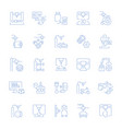 set line icons of 3d cars printing vector image