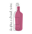continuous one-line drawing wine bottle vector image