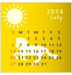 Calendar template with birdofparadise for july Vector Image