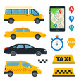 set business and yellow taxi flat vector image