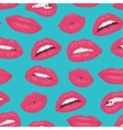 vintage pink red lips kiss seamless pattern vector image vector image