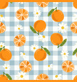 cute hand drawn orange fruit and slice on blue vector image vector image