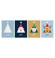 merry christmas modern card set elements greeting vector image