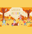 autumn forest landscape with children funny child vector image vector image