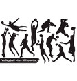 collection of volleyball player man silhouettes vector image