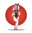 pinup marry christmas and happy new year girl vector image