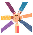 human hands circle together teamwork icon vector image