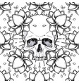 human skull and lotus seamless pattern sacred vector image vector image