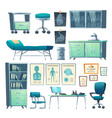 clinic interior doctor stuff isolated hospital set vector image vector image