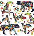 seamless pattern with isolated mexican animals vector image