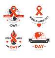 aids day isolated icons red stripe or loop charity vector image vector image