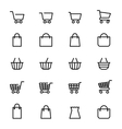 shopping baskets line icons vector image