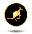 golden and black icon with kangaroo isolated vector image