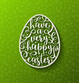 greeting card - easter egg with calligraphic vector image vector image