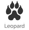 leopard footprint wild predator trace black step vector image vector image
