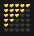 golden rating hearts panel set vector image