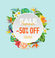 summer sale tropical flowers banner vector image