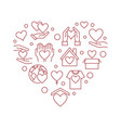donation and charity outline red heart vector image