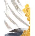 abstract art landscape with japanese wave pattern vector image